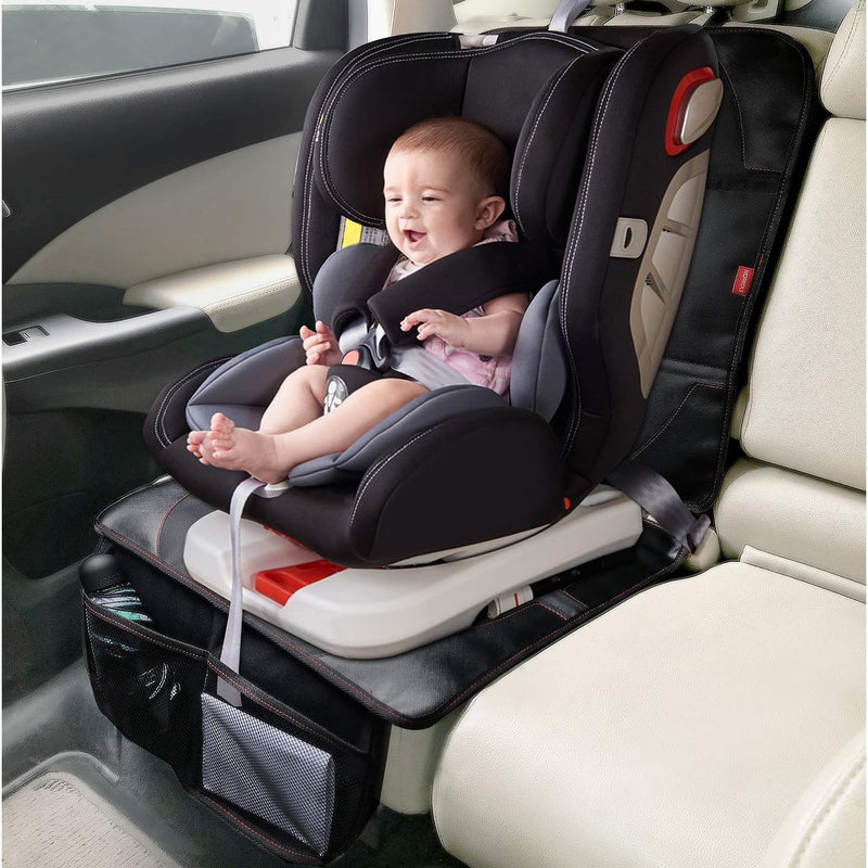 MORROLS Car Seat Protector for Child, Baby, Pets -1 Pack car seat Cover with Thick Padding- Waterproof Universal Size with Mesh Pockets (Black)