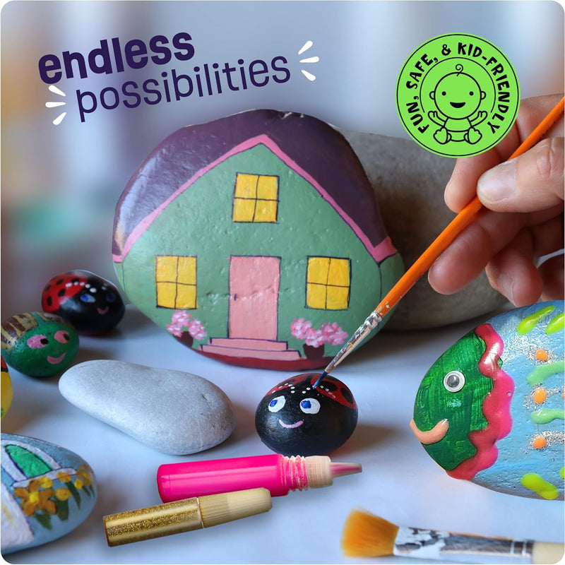 Dan&Darci kids' rock painting kit with glow-in-the-dark paints for creative art toys, ages 6-12.