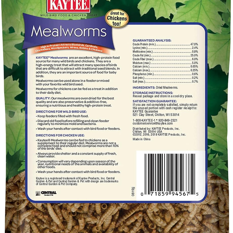 Kaytee Wild Bird Food Mealworms For Bluebirds, Wrens, Robins, Chickadees, Woodpeckers, Cardinals & Chickens, 3.5 Ounce