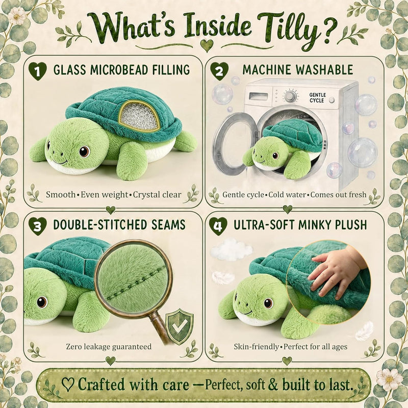gnomantic Turtle Weighted Stuffed Animals - 22 Inch 4.5 Pounds Weighted Plushies Sea Turtle Stuffed Animal - Big Tortoise Plush Pillow - Cute Plush Toys Gifts for Kids & Adults (Green)
