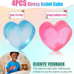 2-Pack Stress Cube Set: Quiet Squishy Toys for Anxiety Relief & Improve Focus, Durable, Sensory Squeeze Blocks for Adult Kid in Classroom Office Home Car (2” Wide, Blue & Pink)