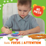 jackinthebox Poke Art Animals Crafts Kits for Kids, Boys & Girls, Ages 4-8 | 1400 fabric pieces, gift, travel activities & toys, essentials, projects for toddlers, 3 4 5 6 7 8 year old, flower pressing