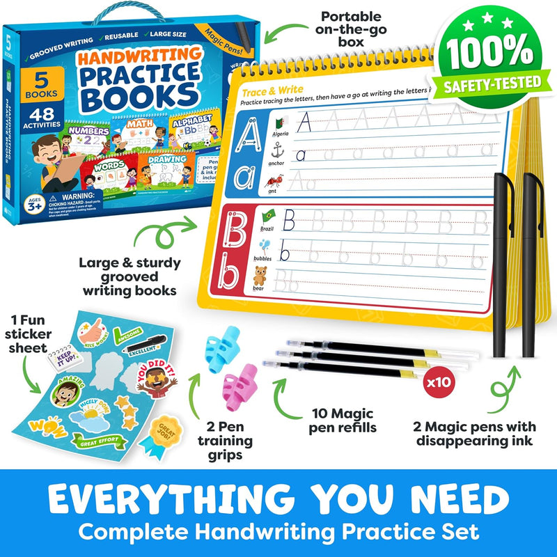 Magic Grooved Writing Practice for Kids Age 3-5 - Handwriting Practice for Kids 5-7
