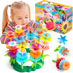 FUNZBO Girl Flower Garden Building Toys Set for Age 2-6 Years Old, STEM Montessori Educational Toy with Sorting & Stacking Spring Gardening Set