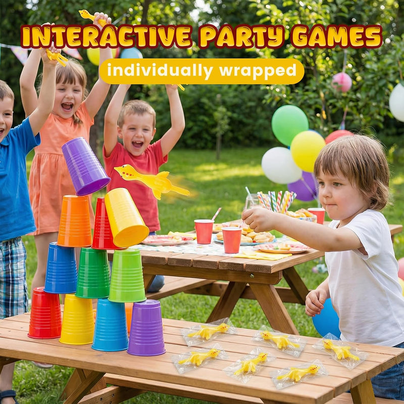 POPLAY 42PCS Stretchy Rubber Chicken Slingshot Party Favors for Kids' Birthdays, Classroom Rewards, and Group Games