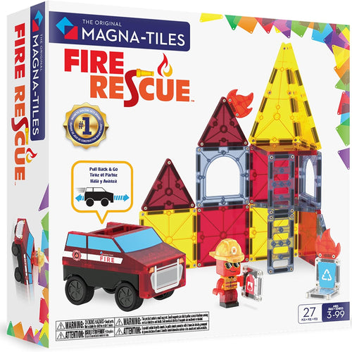 MAGNA-TILES Fire Rescue 27-Piece Magnetic Construction Set, The Original Magnetic Building Brand