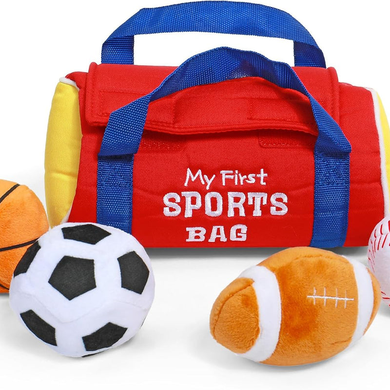 GUND Baby My First Sports Bag 5-Piece Sensory Plush Toy Playset for Babies