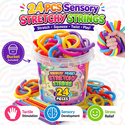 Sensory Autism Toys for Kids - Textured Stretchy Fidget Toys for Stress - Sensory Toys Special Needs for Autistic Toddlers Boys Girls Easter Baskets Stuffers Gifts, Treasure Prizes Classroom