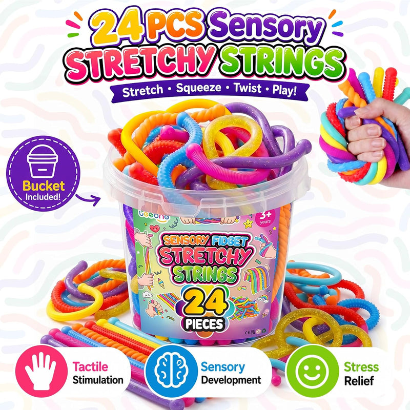 Sensory Autism Toys for Kids - Textured Stretchy Fidget Toys for Stress - Sensory Toys Special Needs for Autistic Toddlers Boys Girls Easter Baskets Stuffers Gifts, Treasure Prizes Classroom