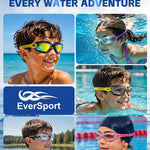 EverSport Kids Swim Goggles, Pack of 2 Swimming Goggles for Children Teens, Anti-Fog Anti-UV Youth Swim Glasses for Age4-16