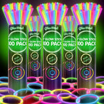 100 Ultra Bright Glow Sticks Party Pack - 8" Glowsticks Party Favors with Bracelets and Necklaces