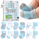Organic Cotton Blend 12 Newborn Baby Socks 0-6 M Unisex Registry | Oeko-Tex Certified, Ankle Socks, 12 Pairs, Baby Socks With Grips, Baby Girl Socks, Brown Socks, Unisex Design, 0-6 Months
