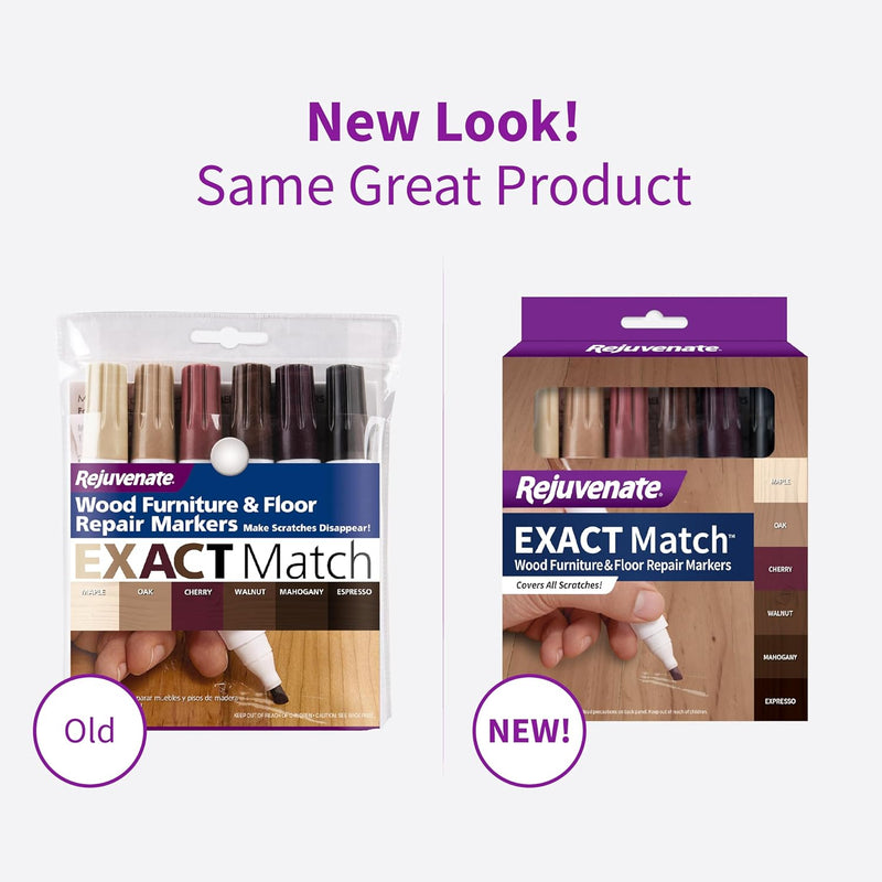 Rejuvenate Exact Match Wood Furniture & Floor Repair Markers, 6 Count, Brown Markers Cover All Scratches, Scuffs And Damage To Wood Furniture And Flooring