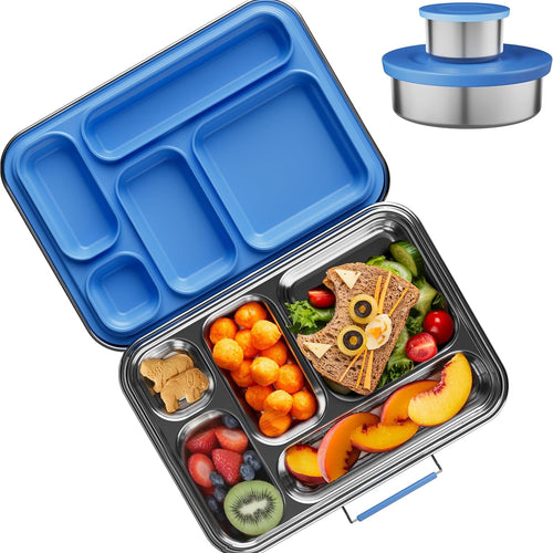 AOHEA Stainless Steel Bento Box Kids, Kids Metal Bento Lunch Box BPA Free Lunch Box Containers 304 Stainless Steel Bento Box for School and Office(Bule)