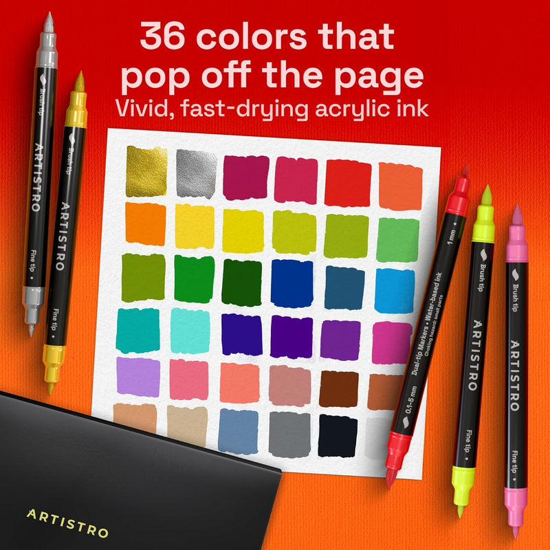 ARTISTRO 36 Acrylic Paint Markers - Paint Pens for Drawing - For Fabric, Rock, Glass, Wood, Molds - Arts & Crafts Gift for Adults, Teens, Kids, Classroom Must Haves & School Supplies