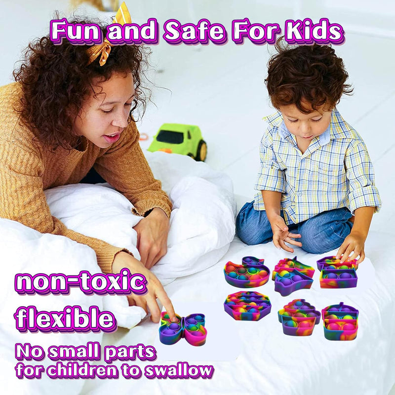 14 Pack Pop Fidget Sensory Toys Party Favors for Kids 4-8 8-12 Year Boys Girls Mini Fidget Toy Bulk Bubbles Popper for Easter Basket Stuffers Stress Toy for Birthday Party Favors Toddler Toys