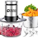 Kitchen in the box Food Processors,Small Meat Grinder & Food Chopper Electric Vegetable Chopper with 2 Bowls (8 Cup+8 Cup)& 2 Bi-Level Blades for Meat/fish/Vegetable/Baby Food,Black
