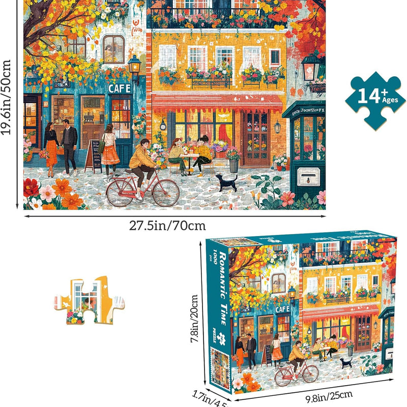 Puzzles for Adults 1000 Pieces, Romantic Street Scene Jigsaw Puzzle with 1:1 HD Poster, Perfect Interlocking No Dust, Stress Relief Ideal Gift for Family Games
