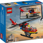 LEGO City Fire Rescue Helicopter Toy, Building Set with Firefighter Minifigure Pilot, Ages 5+, 60411