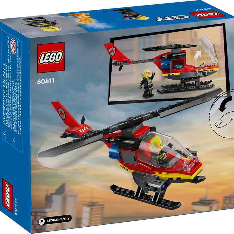 LEGO City Fire Rescue Helicopter Toy, Building Set with Firefighter Minifigure Pilot, Ages 5+, 60411