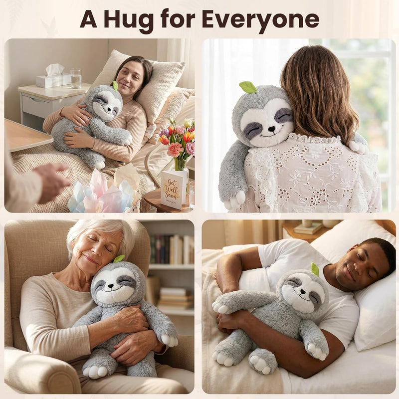 Mewaii 4 Lbs Weighted Stuffed Animals with Heating Pad- Heavy Belly & Limbs, 20" Sloth Heated Plush for a Realistic Hug, Super Soft Fluffy Plush Toy for Kids