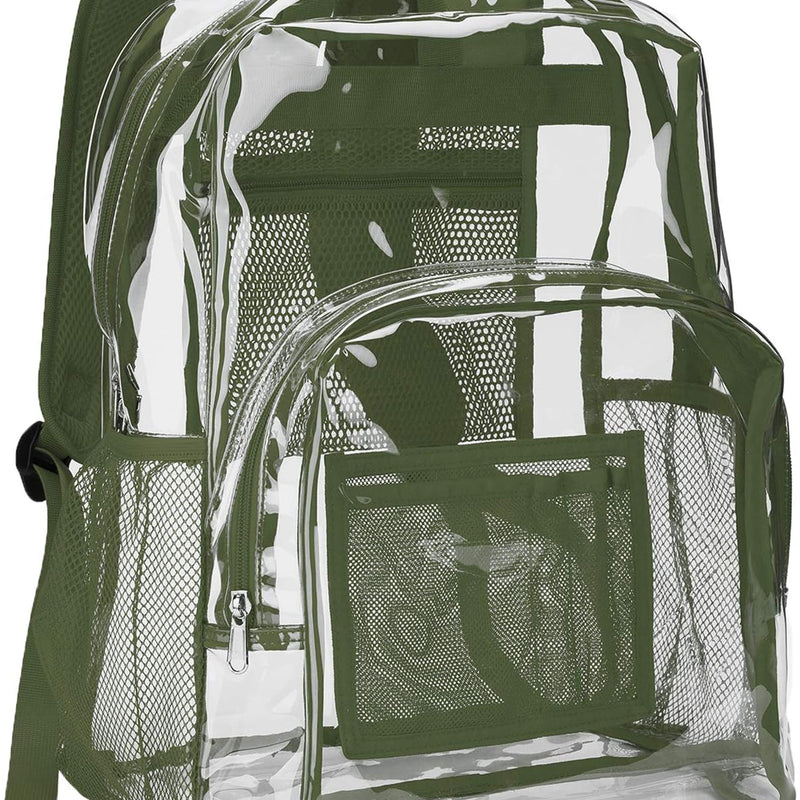 Vorspack Clear Backpack Heavy Duty PVC Transparent Backpack with Reinforced Strap Stitches & Large Capacity for College Workplace Security - Black