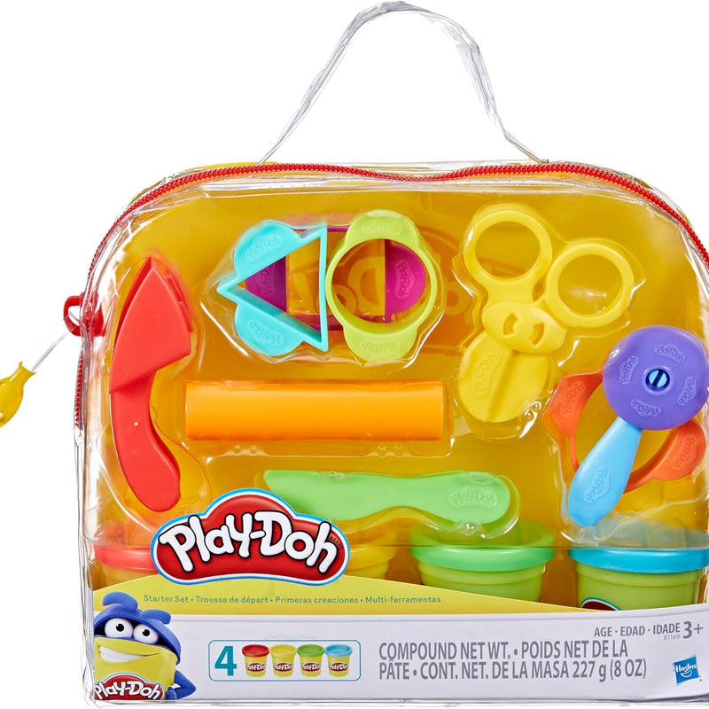 Play-Doh Starter Set 9-Piece Kit with Storage Tote & 4 Modeling Compound Cans, Arts and Crafts for Kids Ages 3+