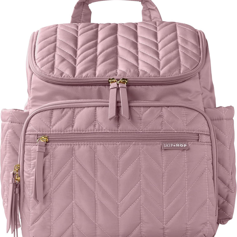 Skip Hop Diaper Bag Backpack: Forma, Multi-Function Baby Travel Bag with Changing Pad & Stroller Attachment, Sage