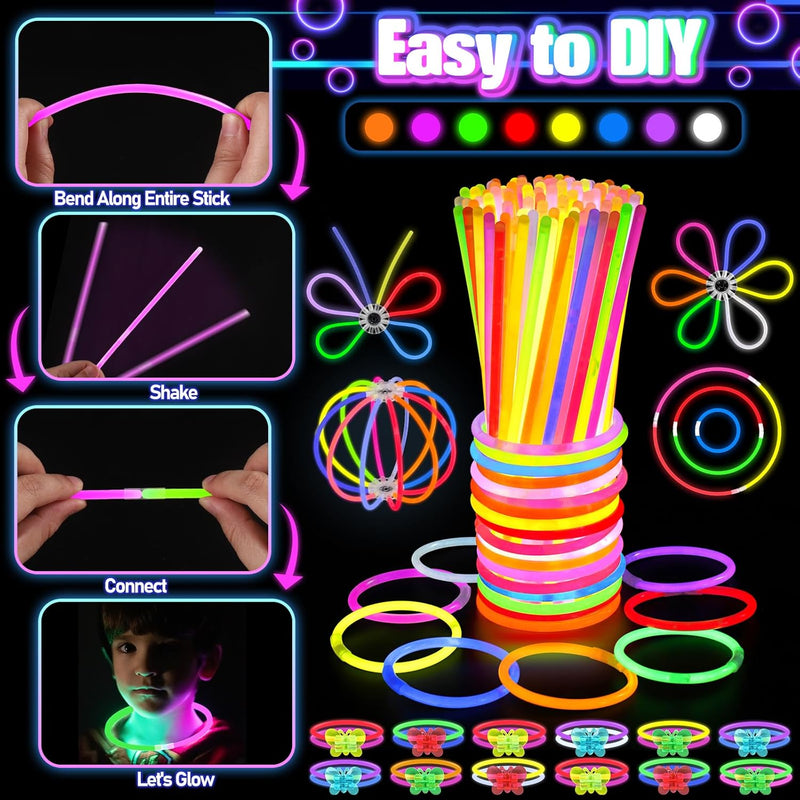 150PCS Glow Party Supplies: Glasses, Headbands, Rings, 100 Glow Sticks for Kids & Adults