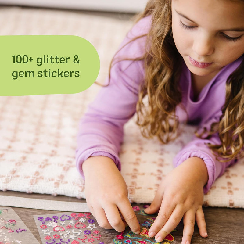 Melissa & Doug Design-Your-Own Bracelets with 100+ Sparkle Gems & Glitter Stickers for Kids, Ages 4+