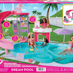 Barbie Dream Pool Playset with 6 Play Areas, Including Slide & Bubbling Hot Tub, Plus 20+ Accessories Like Pet, Floaties & More