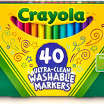 Crayola Ultra Clean Fine Line Washable Markers (40ct), School Supplies, Classroom Teacher Must Haves, Homeschool Essentials, Gifts for Kids, Ages 3, 4, 5