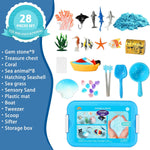 AGENTLAN Ocean Sensory Bin with Sensory Sand, Ocean Toys for Kids | Sand Kit with sea animals, Sea sand box sensory kit, Gift for toddlers ages 3+