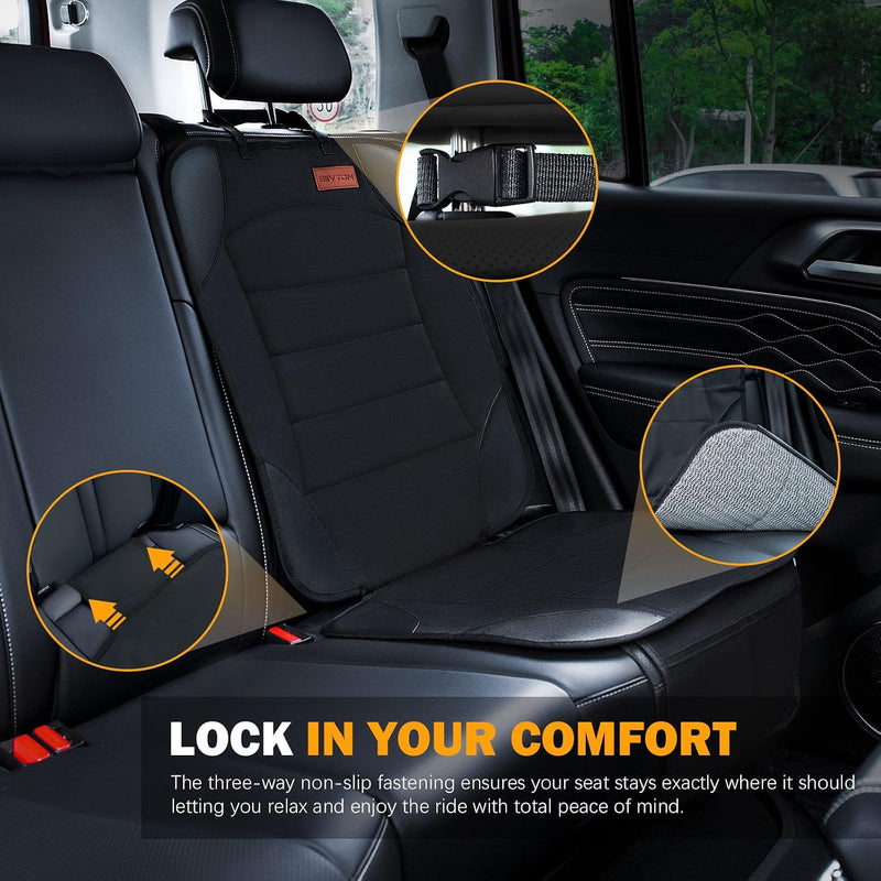 Car Seat Protector for Child Car Seat,Waterproof Car Seat Cover for Leather and Fabric Seats, 2 Mesh Pockets, Non-Slip Bottom,Thick Padding Cushion