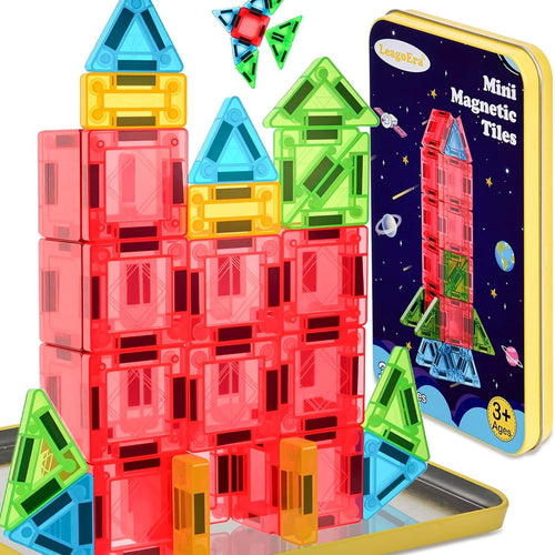Magnetic Tiles Magnetic Blocks Building Toy: Portable Mini Magnetic Tiles Travel Set 32 Pieces Montessori Toys Birthday Gift for Kids Girls and Boys Ages 3-12 Years Old Preschool Classroom Must Haves