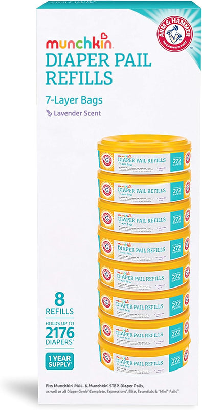 Munchkin Arm & Hammer Diaper Pail Refills, Lavender, 8 Pack