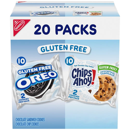OREO Sandwich Cookies & CHIPS AHOY! Chocolate Chip Cookies Gluten Free Variety Pack, 20 Snack Packs | Chocolate Sandwich Cookies, Chocolate Chip Cookies, Individually Wrapped