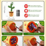 Adjustable Volume Dancing Talking Cactus Baby Toy for 0-6 Months, 4-Level Volume Control, 120 English Songs