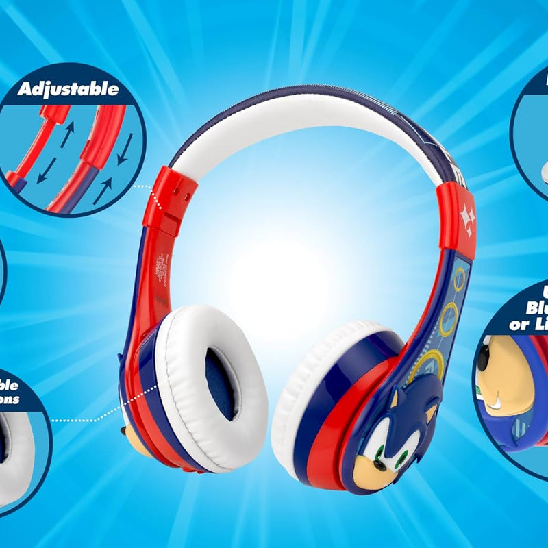 Sonic The Hedgehog Bluetooth Headphones for Kids, Wireless Headphones