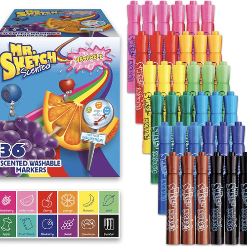 Mr. Sketch Scented Washable Markers, Chisel Tip Marker, Assorted Colors, 36 Count - Fun for Kids, Coloring, Spark Creativity, Arts & Crafts