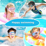 3 Pack Swimming Goggles, Kid Goggles with Earplugs Large Frame Anti-Fog/UV Wide View Swim Goggles Boys Girls 6-14