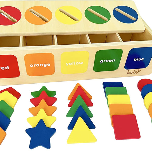 Dailyfunn Montessori Toys Color&Shape Sorting Learning Matching Box For Baby Toddlers 1-3 Year Old
