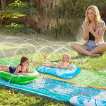 JOYIN 32.5FT Water Slide and 2 Inflatable Boards, Extra Long Heavy Duty Double Lawn Waterslide with Sprinkler for Kids Adults Backyard Summer Water Toy Outdoor Fun, Blue, Green
