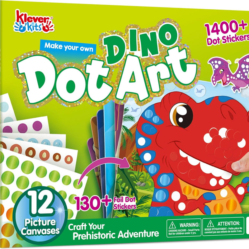 Klever Kits Dot Art Kit for Kids, No Mess Sticker for Kids 3-7, Craft Kits, DIY Creative Activity, Travel Toy, Birthday Presents for Boys Girls (Unicorns & Princess)