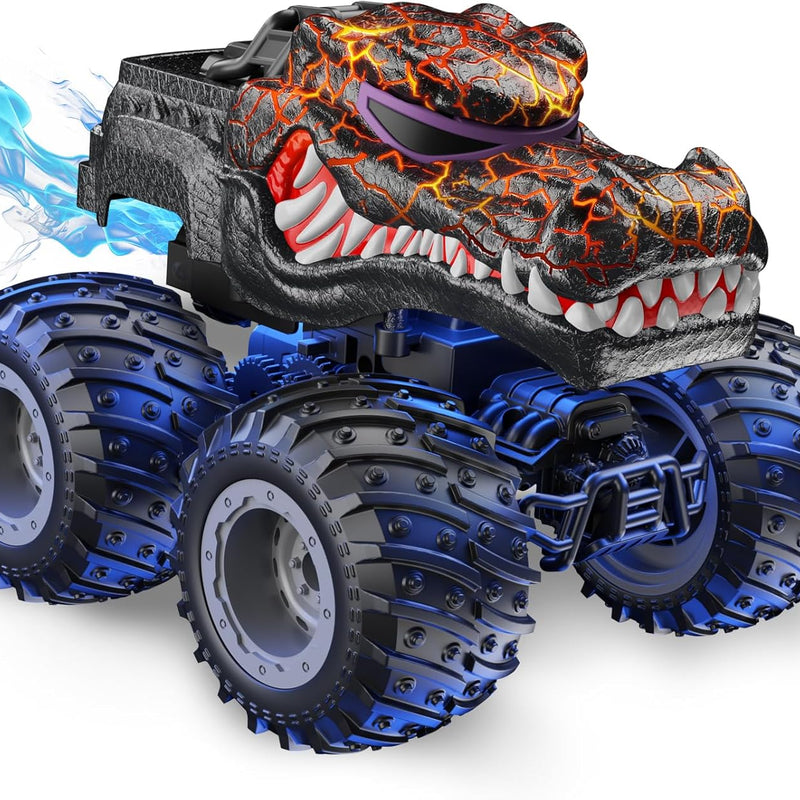 AUUGUU Remote Control Monster Truck with 2.4GHz and Light Spray for Kids 3+ Years Old, All-Terrain RC Car