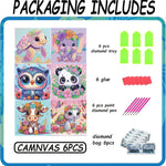 Acelii 6 Pack 5D Cartoon Diamond Painting Kits for Kids Beginners | Cute Animals DIY Diamond Art Kit for Kids,Full Round Drill Big Gem Art for Kid,Home Wall Decoration 6X6 inch