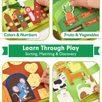 hahaland Busy Book for Toddlers - 20-in-1 Montessori Farm Busy Board for 1 Year Old Gifts, Educational Learning Toys