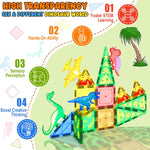 Coodoo Dinosaur Magnetic Tiles STEM Sensory Toy for 3+ Year Old Kids
