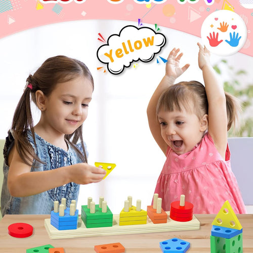 Montessori Toys for 1-3 Year Olds: Wooden Sensory Puzzles, Fine Motor Skills, Learning Activities