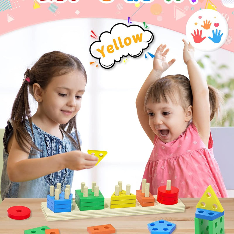 Montessori Toys for 1-3 Year Olds: Wooden Sensory Puzzles, Fine Motor Skills, Learning Activities